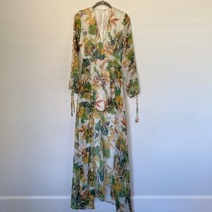 LUXXEL tropical feminine sheer long dress or romper with attached duster